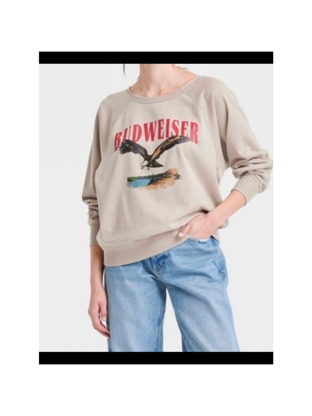 Budweiser Eagle Graphic Sweatshirt in Beige 0042